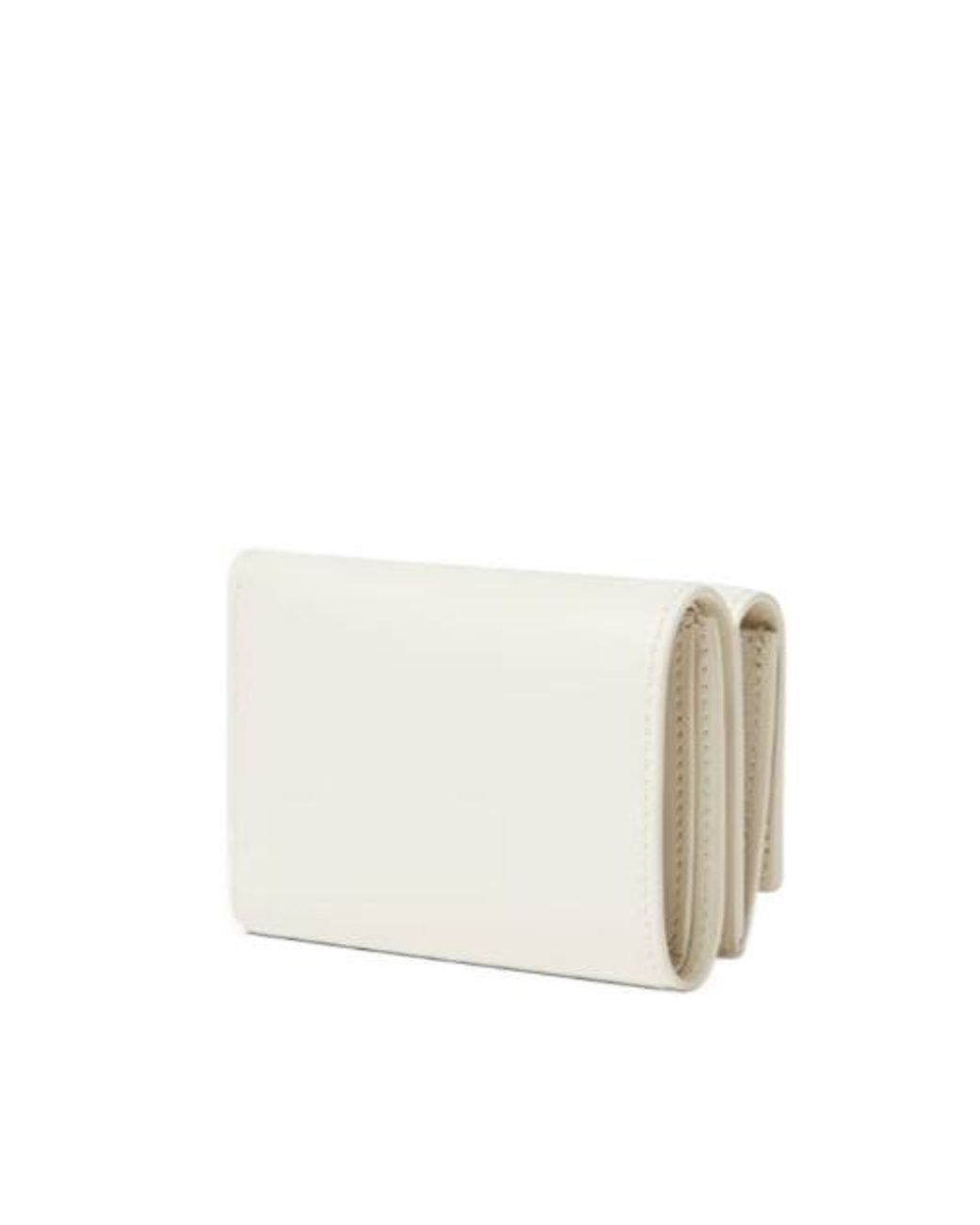 Fendi White Ff Mini Trifold Parchment-Coloured Leather Wallet