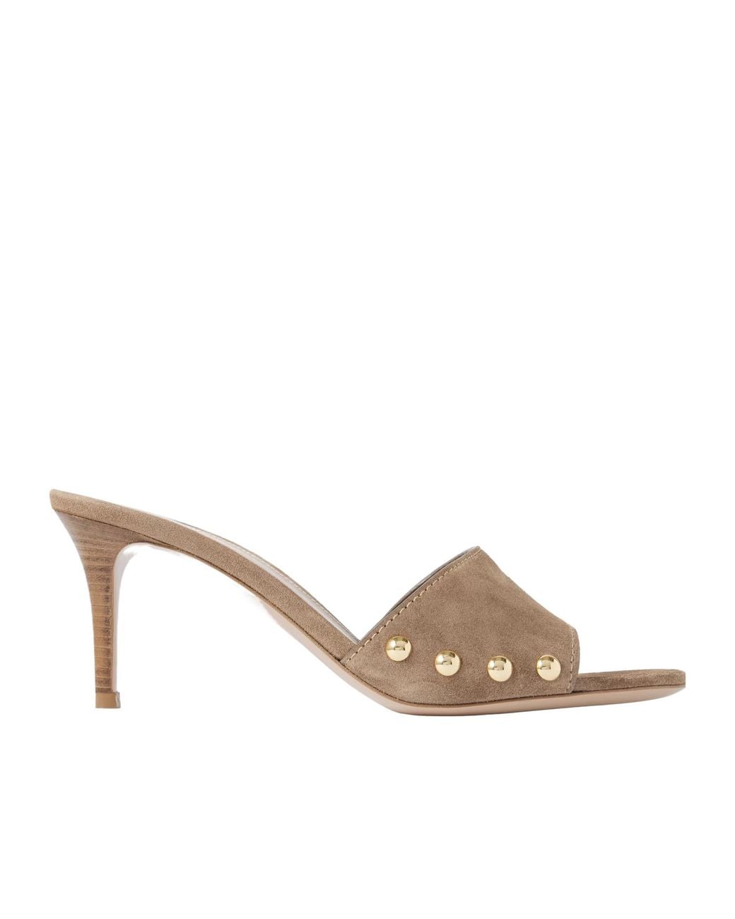 Gianvito Rossi Brown 70 Studded Suede Mules
