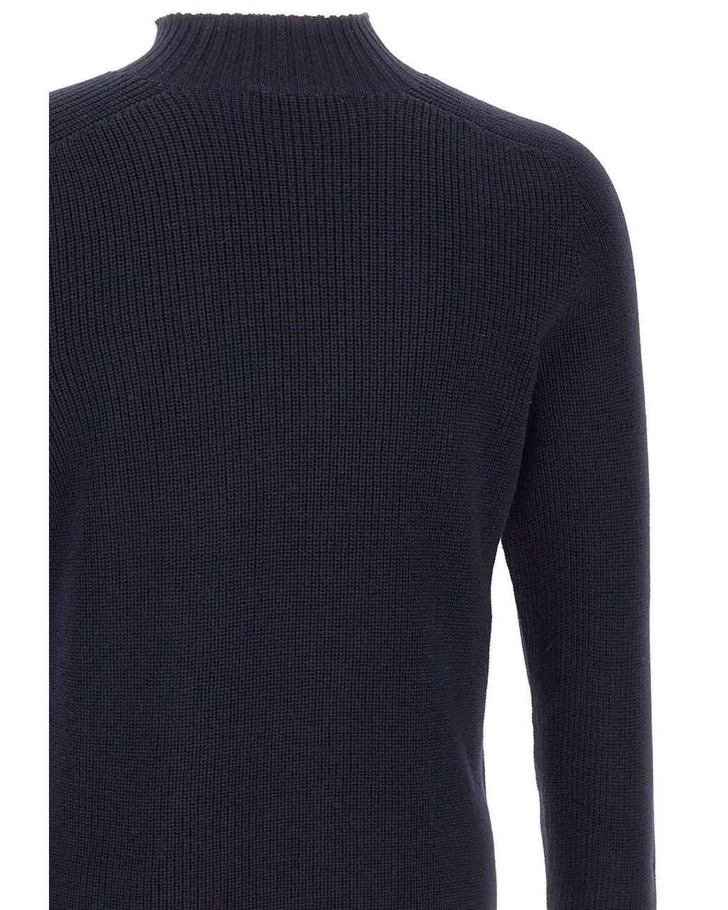 Gran Sasso Blue High Neck Ribbed Jumper for men
