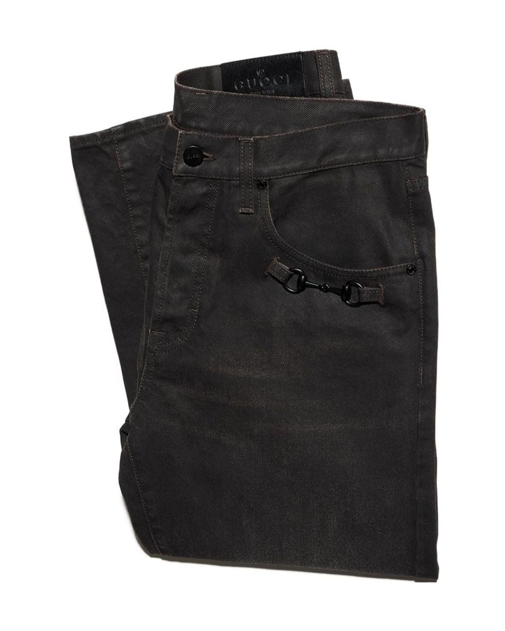 Gucci Black Horsebit Wide-Leg Jeans for men