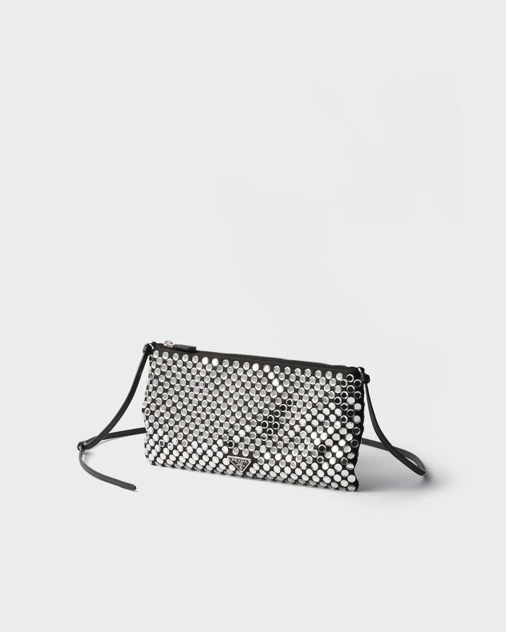 Prada Black Small Satin And Crystal Shoulder Bag