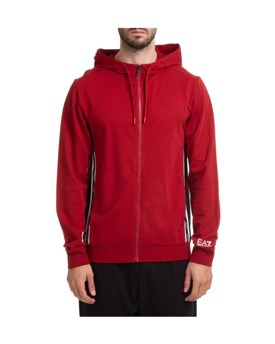 EA7 Red Logo Hooded Casual Jacket for men