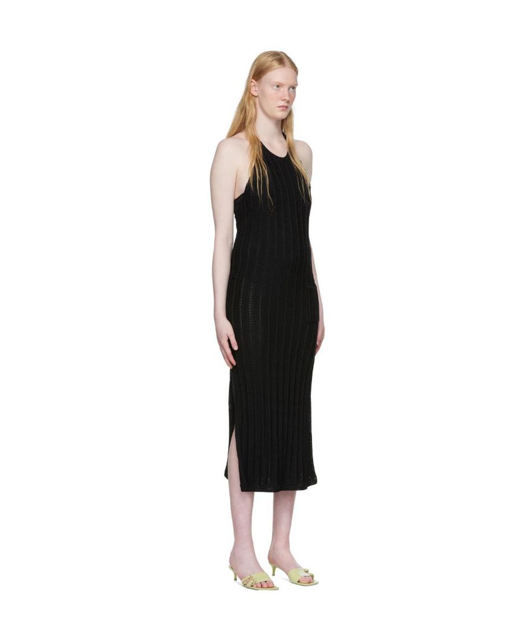 Ganni Black Knit Halter Midi Dress