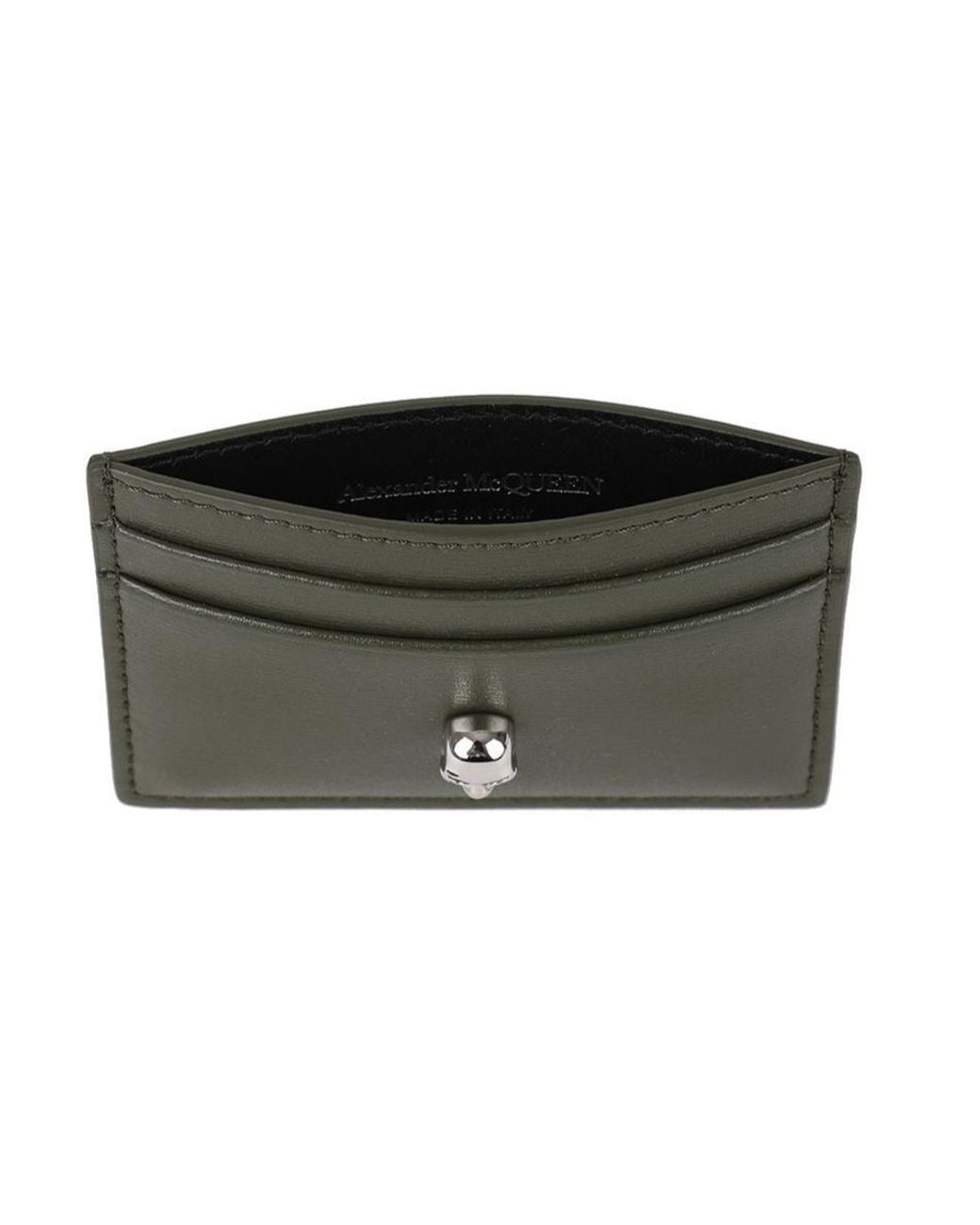 McQueen Green Skull Leather Card Holder