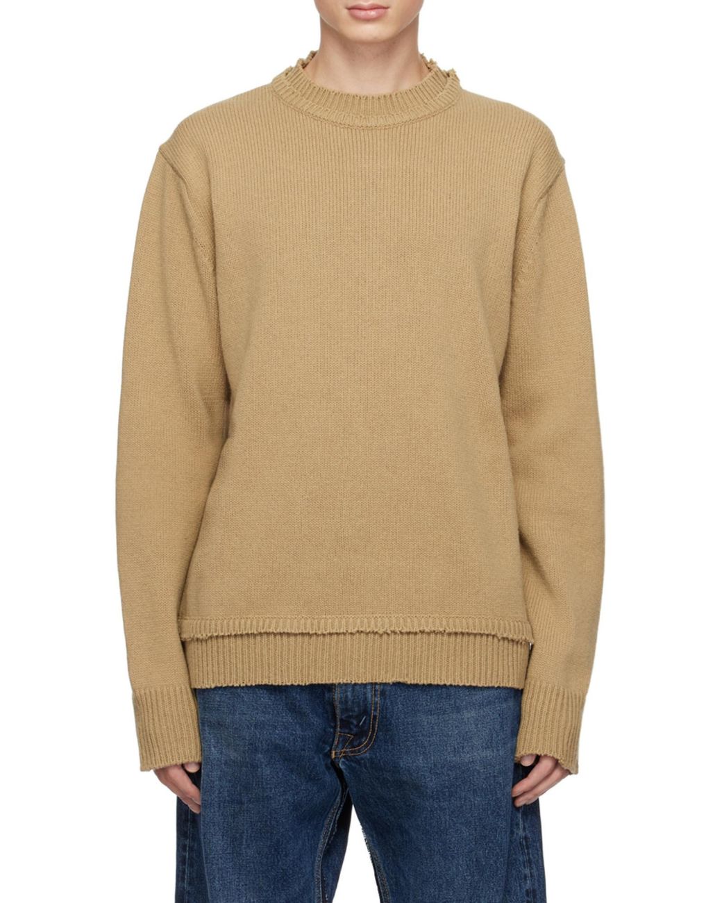 Maison Margiela Brown Elbow Patch Jumper for men