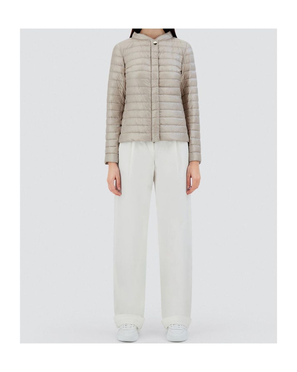 Herno Gray Quilted Fitted Down Jacket