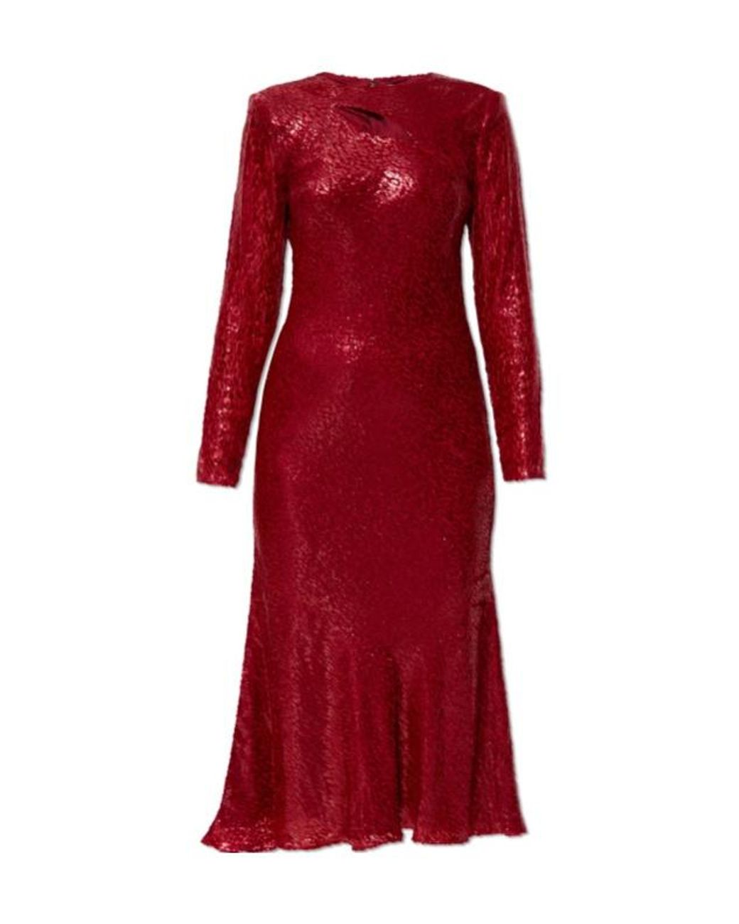 Self-Portrait Red Lurex-Detail Silk Dress