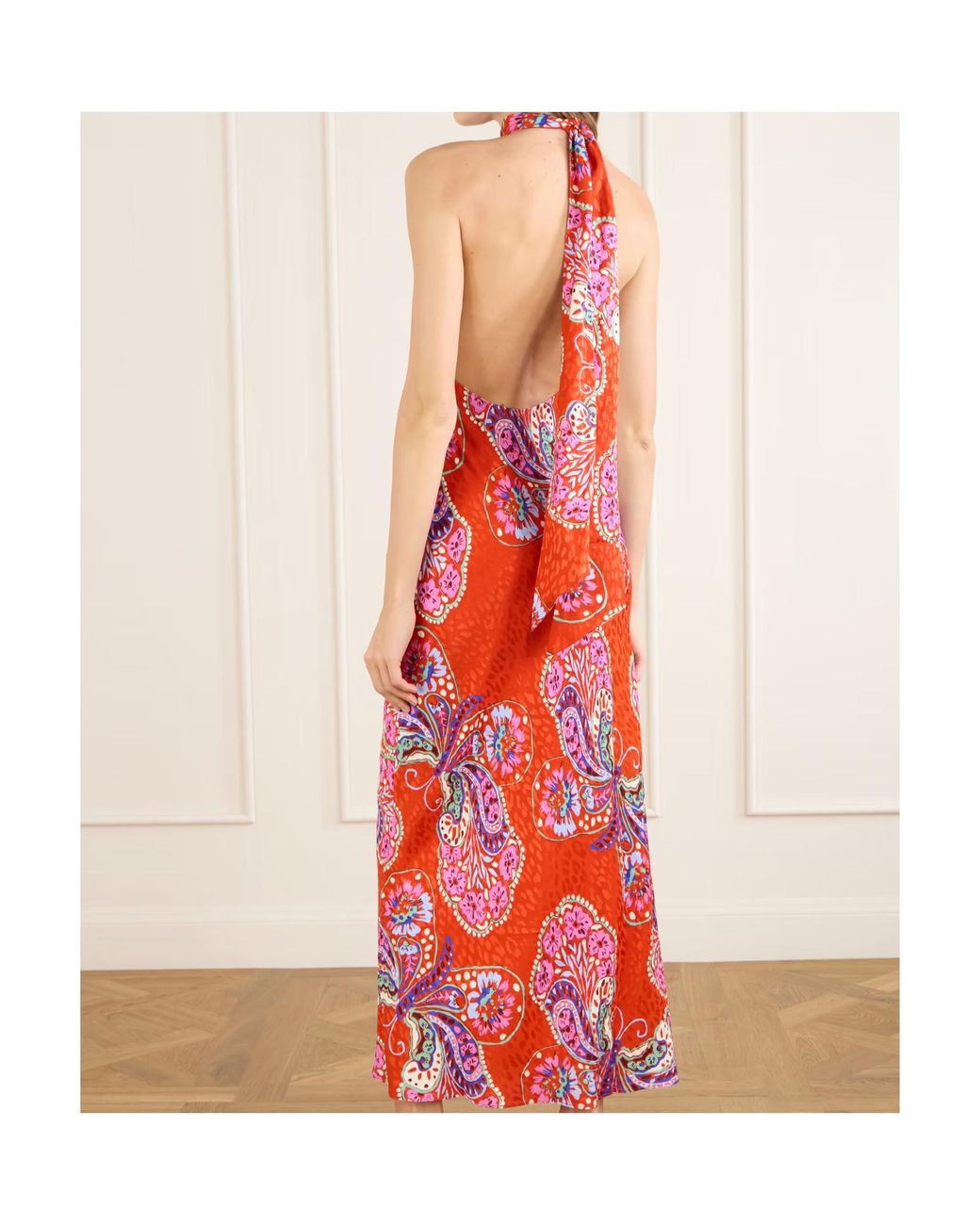Rixo Red Sleeveless Floral Dress