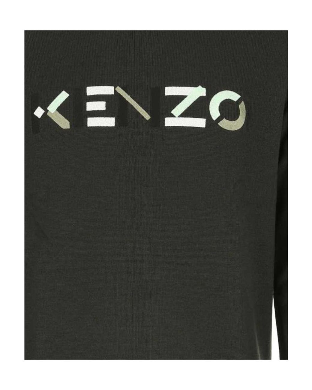 KENZO Black Logo Embroidered Knitted Jumper for men