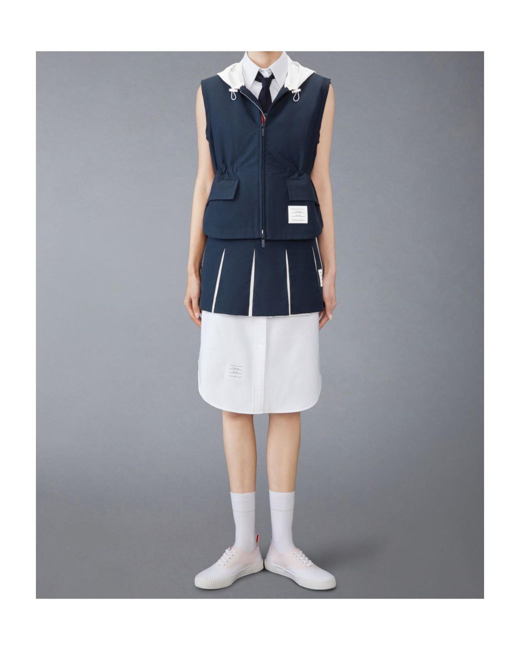 Thom Browne Blue Pleated Ripstop Miniskirt