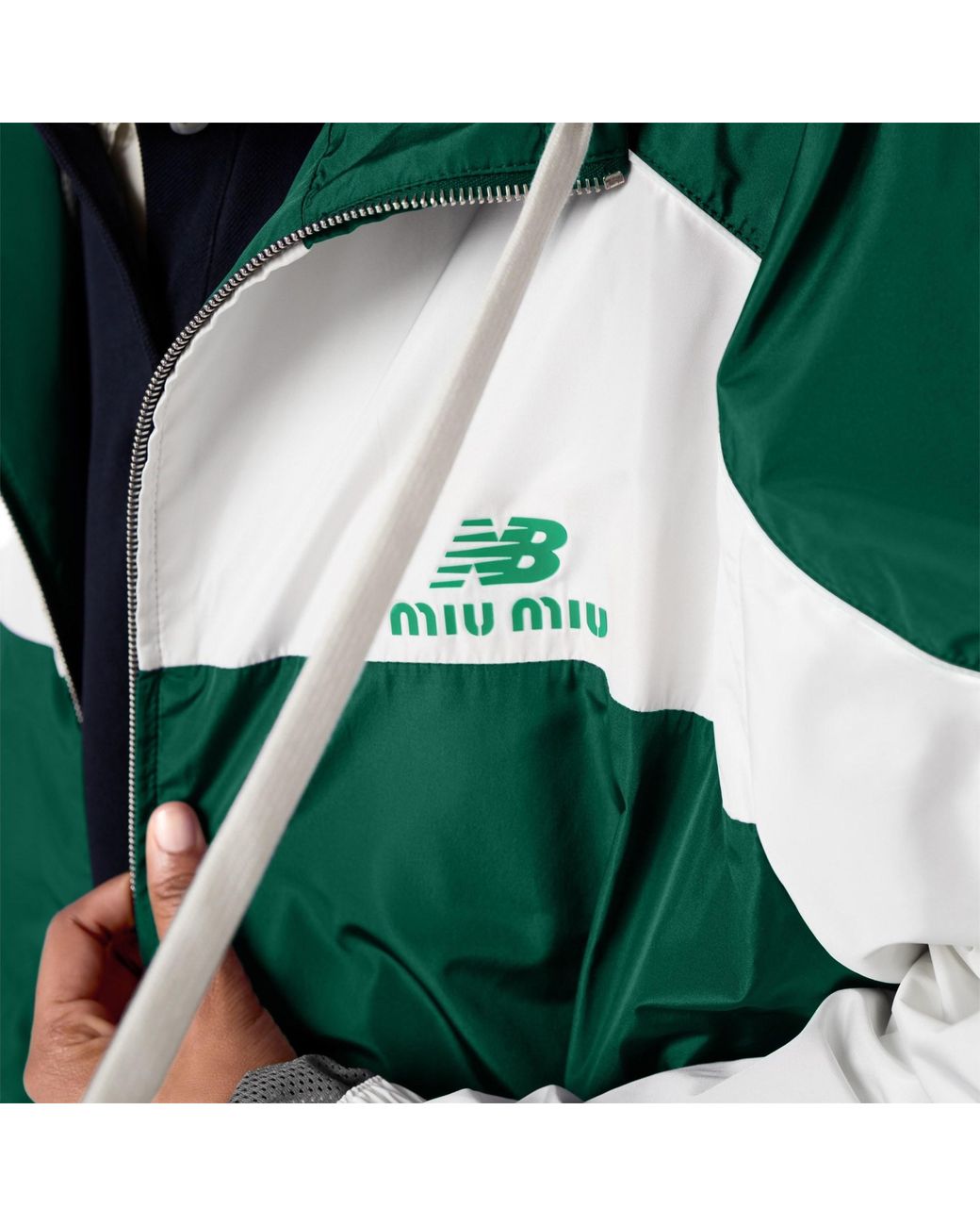 Miu Miu Green Technical Poplin Hoodie Jacket