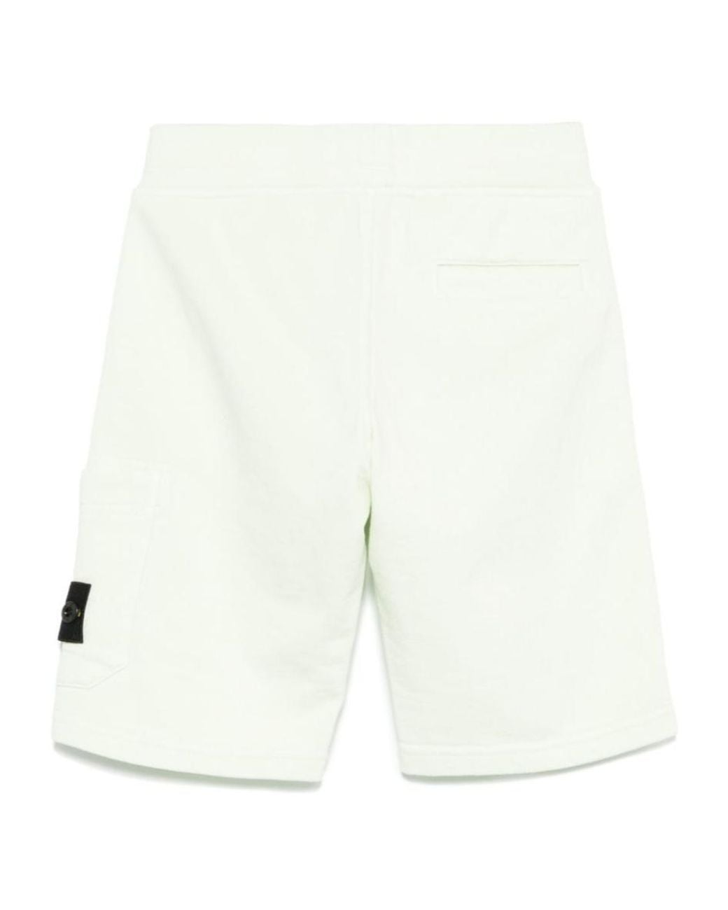Stone Island White Junior Compass-Patch Elasticated Waistband Shorts