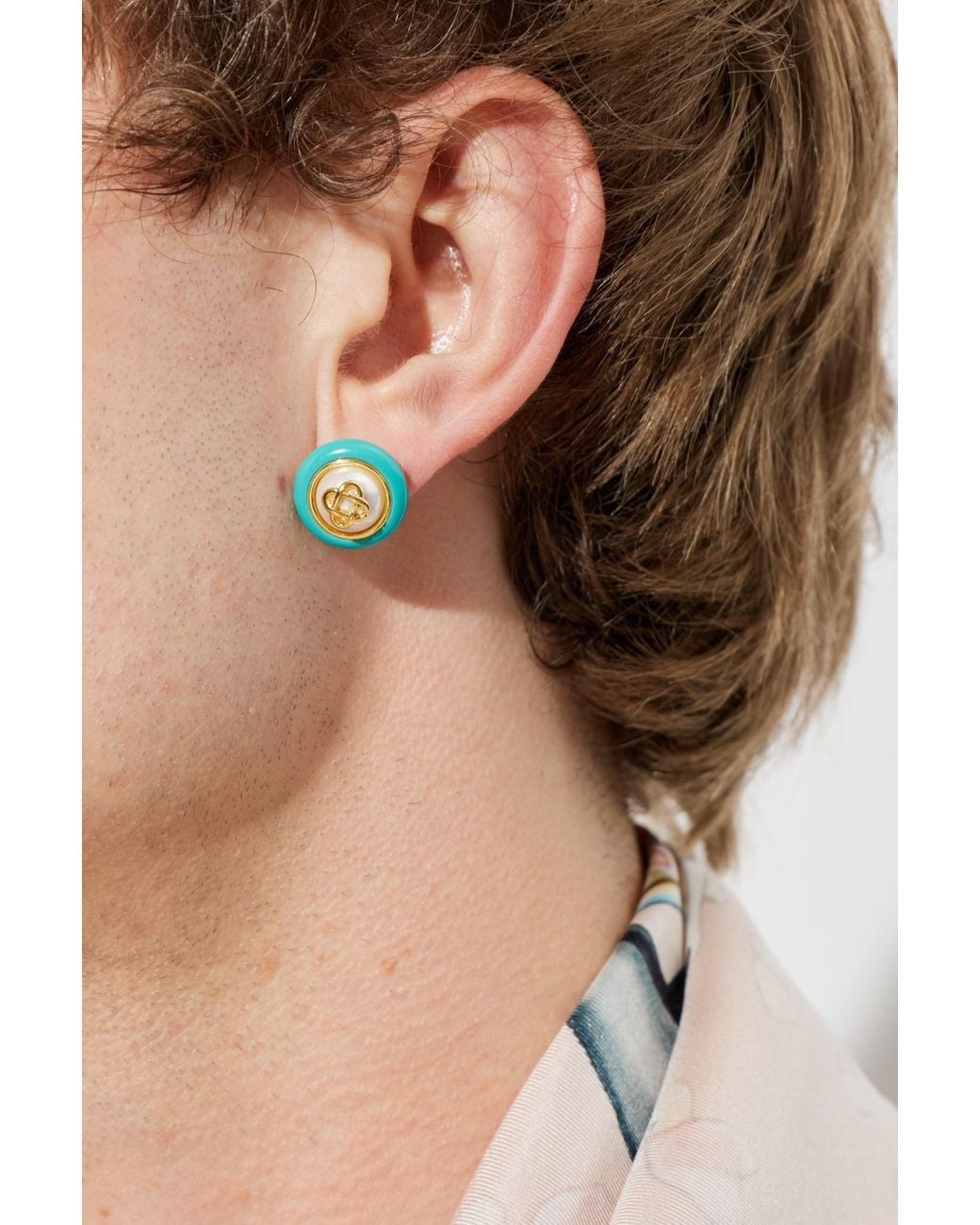 Casablanca Blue Round Earrings for men