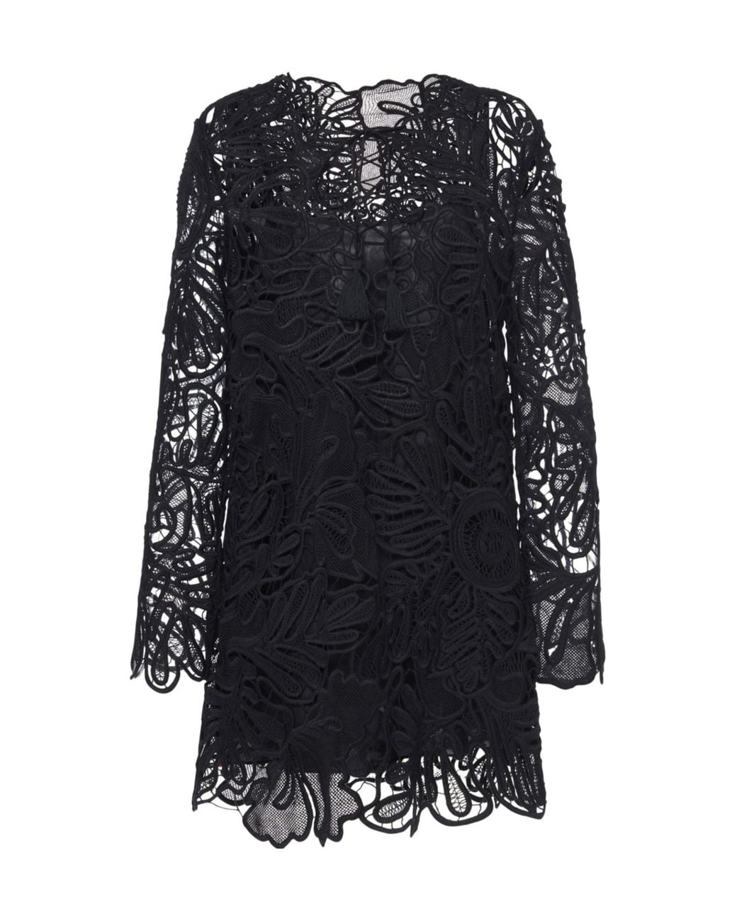 Ulla Johnson Black Dita Corded Lace Mini Dress