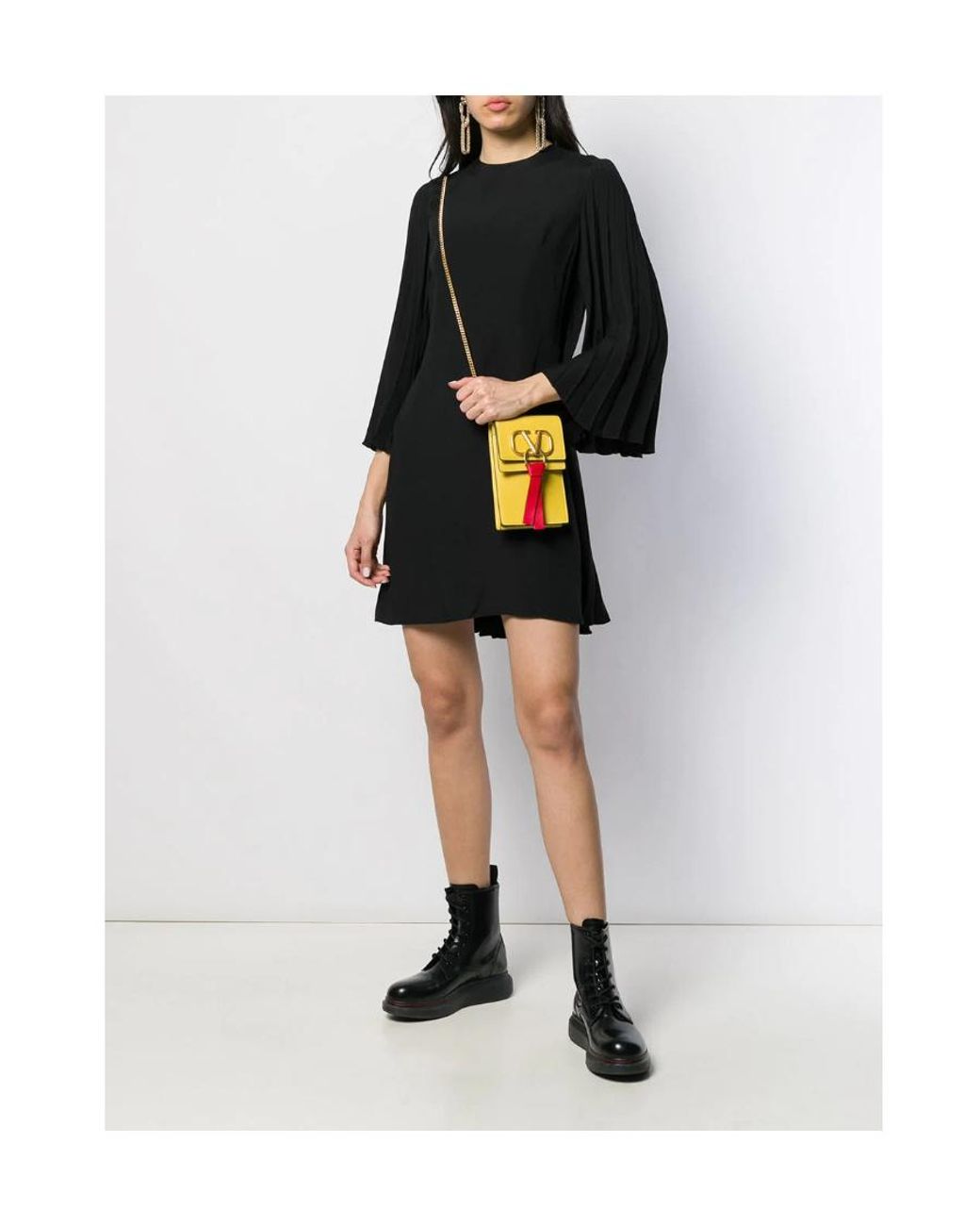 Valentino Black Pleated Dress