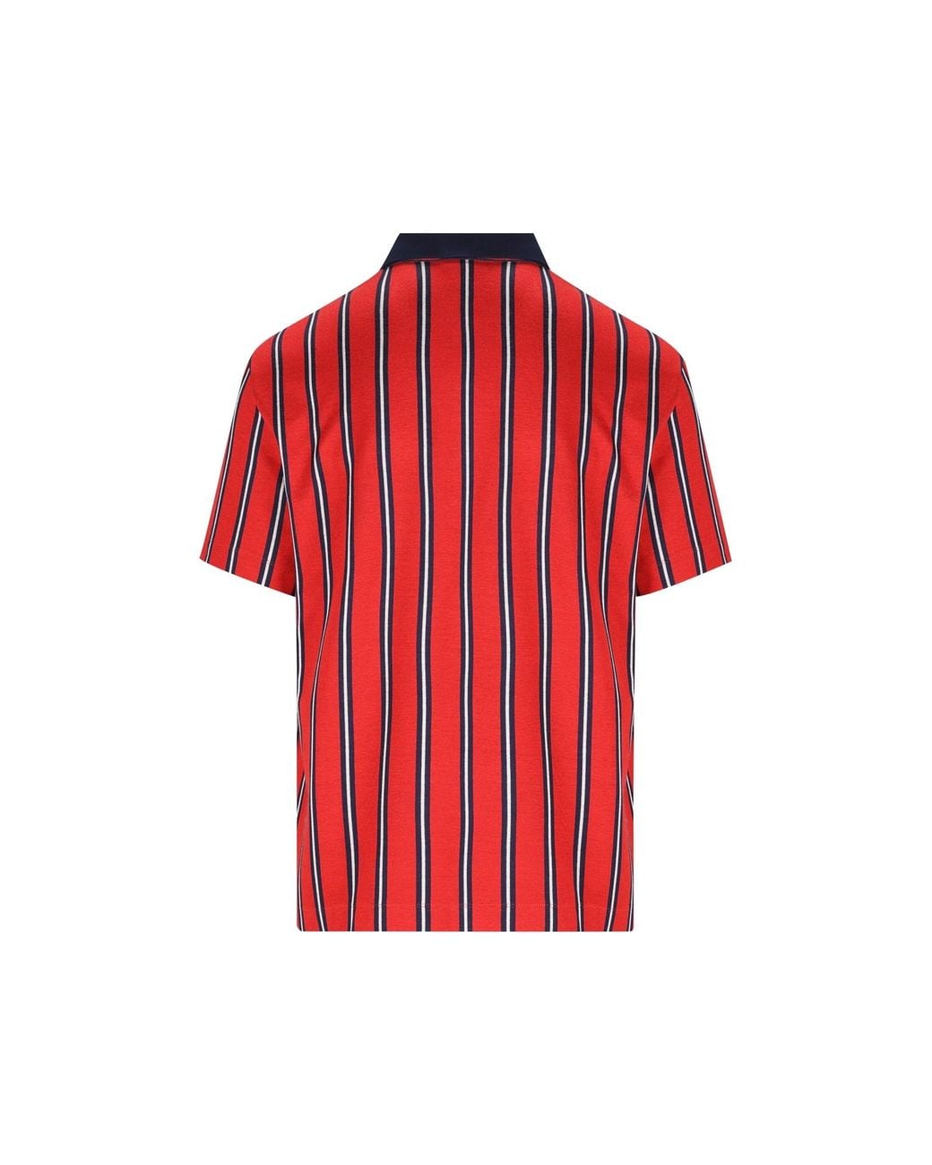 Valentino Red Vlogo Plaque Striped Polo Shirt for men