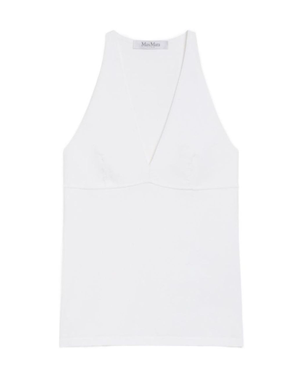 Max Mara White Armida1234 V-Neck Sleeveless Top