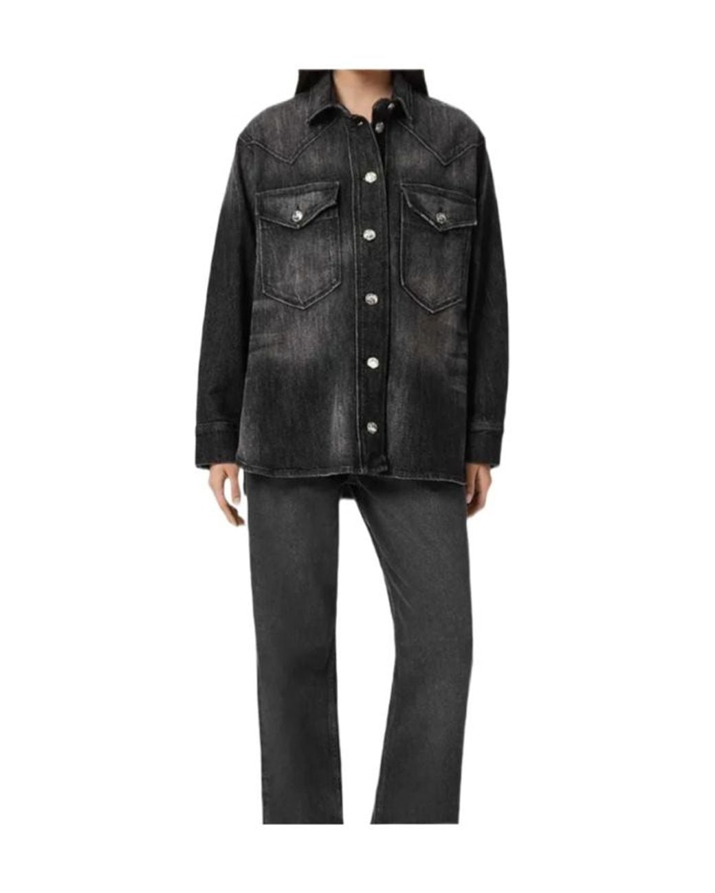 AllSaints Black Bryn Buttoned Pocket Shirt