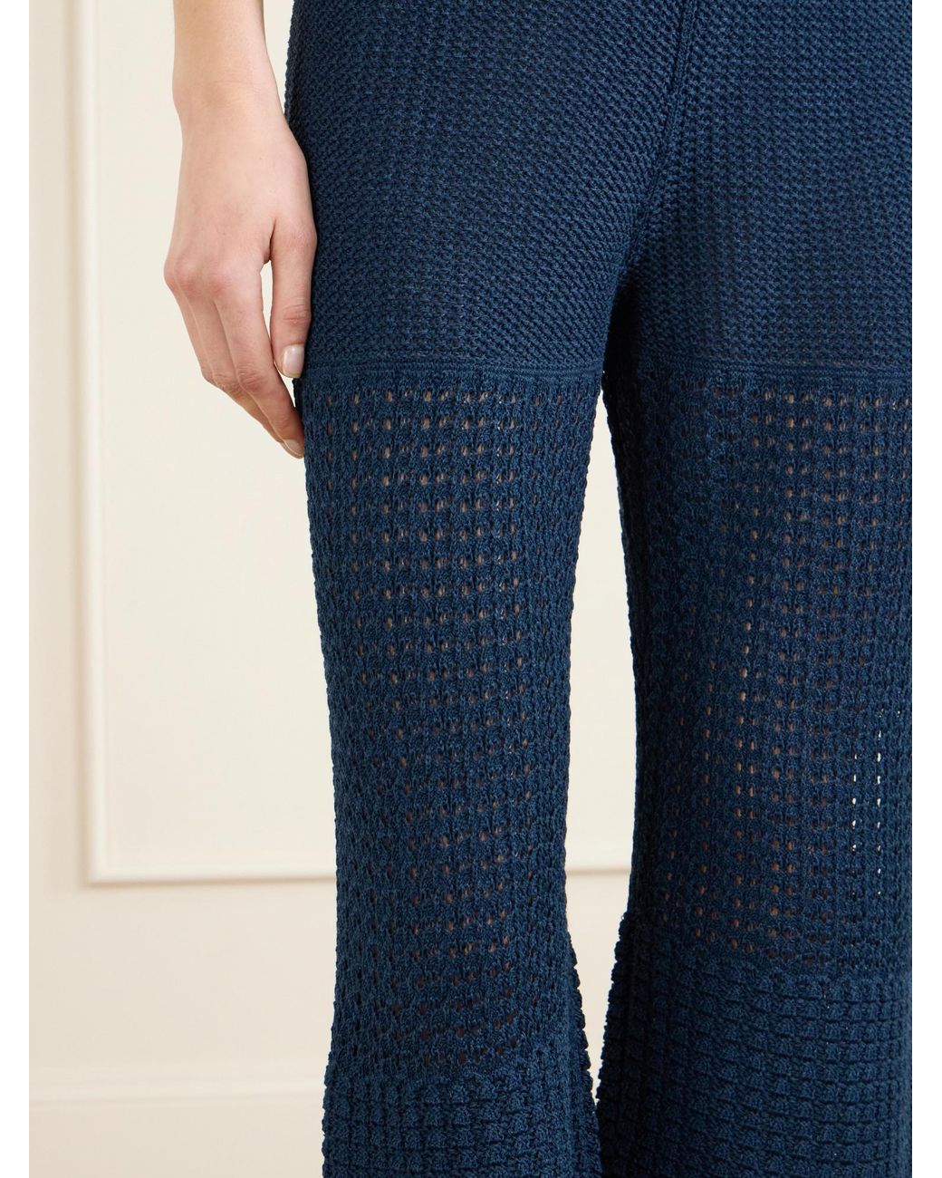 Eres Blue Crocheted Straight-Leg Pants