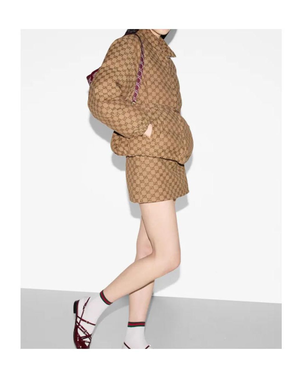 Gucci Brown Gg Zip-Up Bomber Jacket