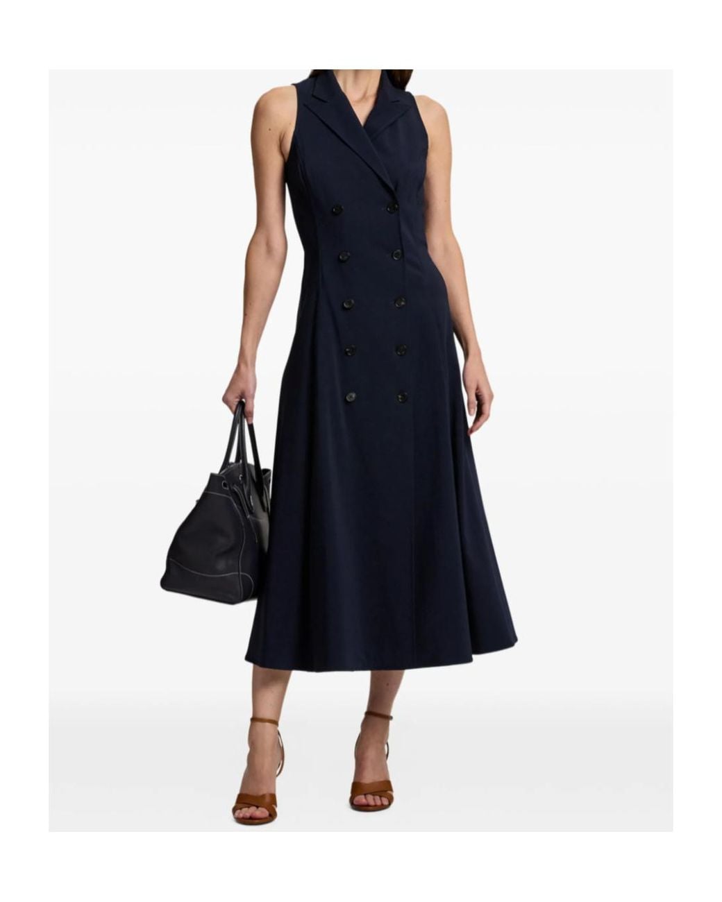 Ralph Lauren Blue Alecia Double-Breasted Midi Dress