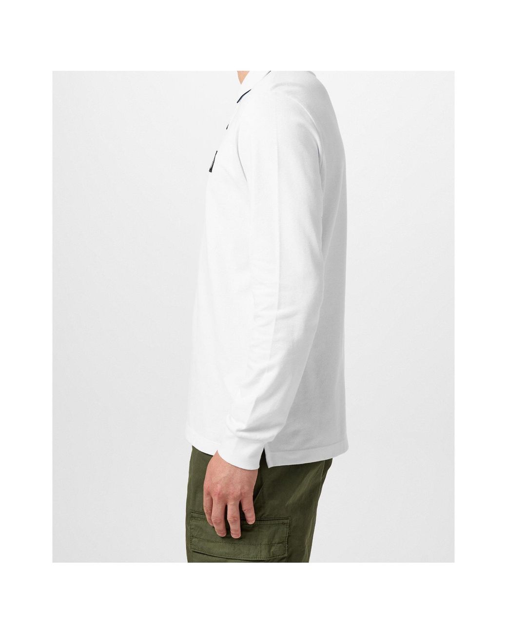 Stone Island White Logo Patch Polo Shirt for men