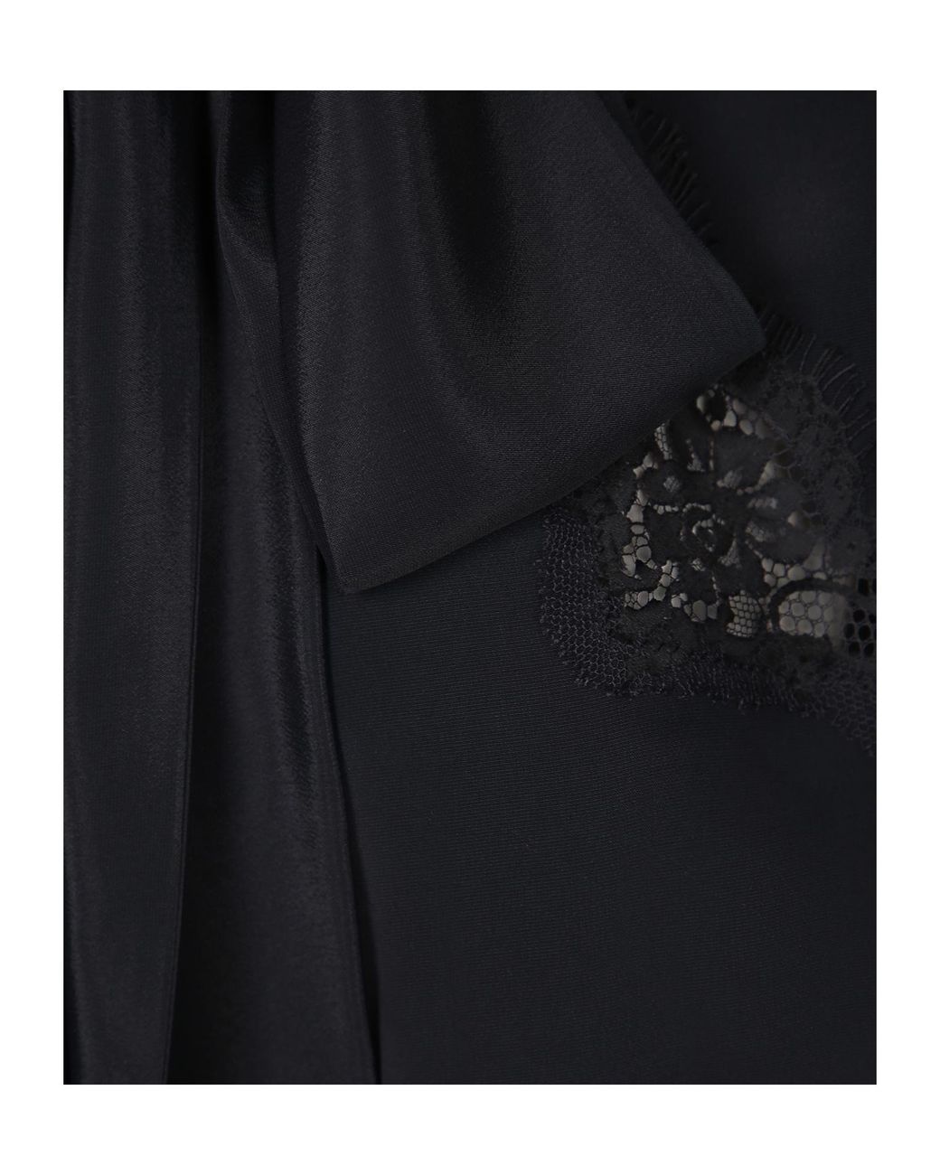 ERMANNO FIRENZE Blue Lace-Trim Pussy-Bow Blouse