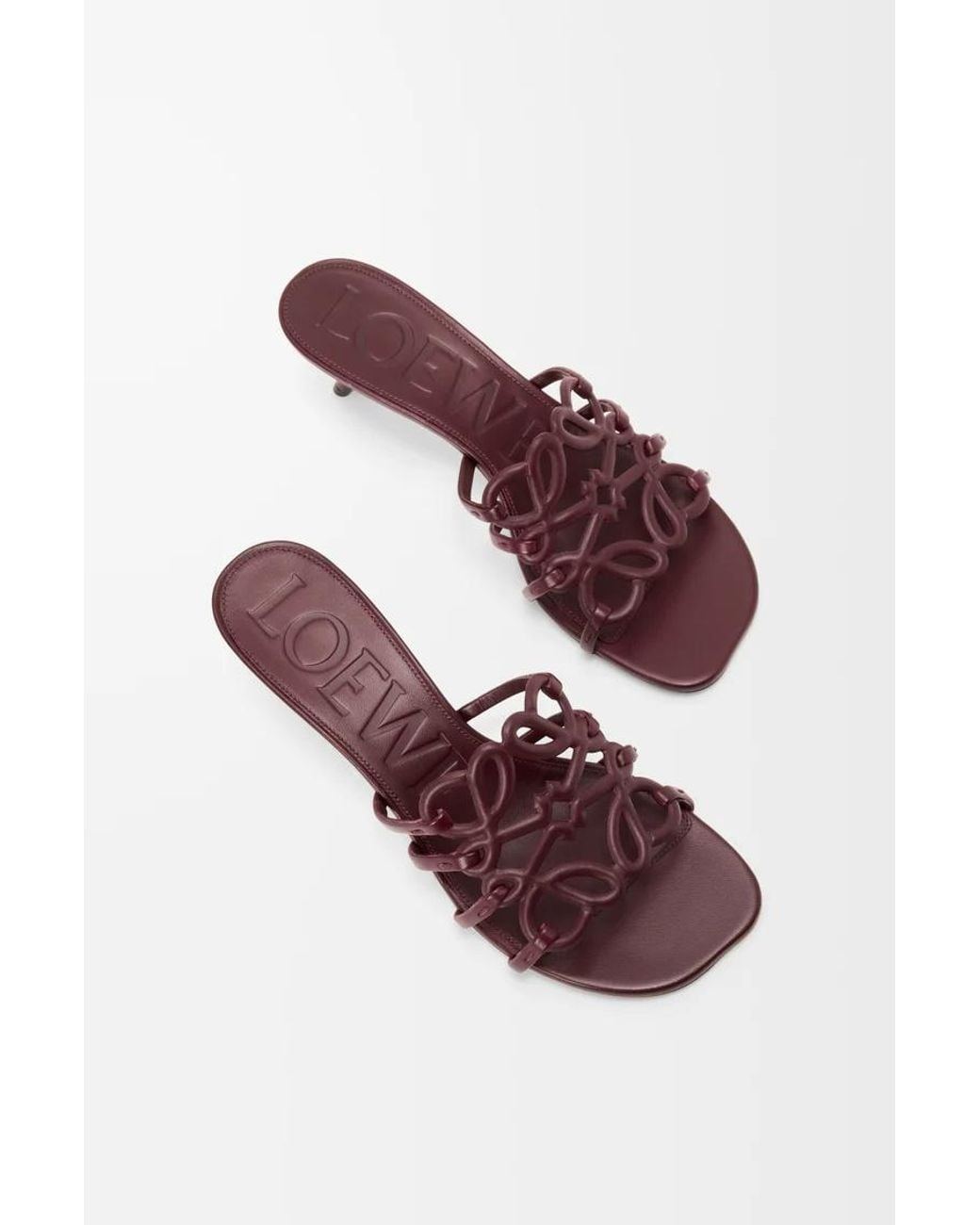 Loewe Purple Anagram Cutout Heeled Sandals