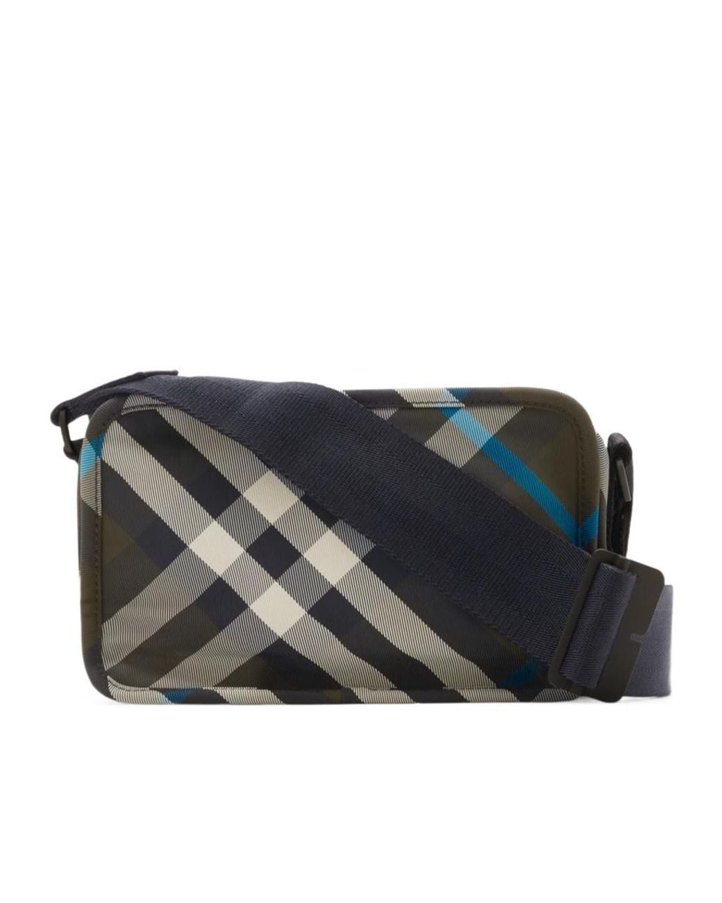 Burberry Black Shield Checked Camera Bag for men