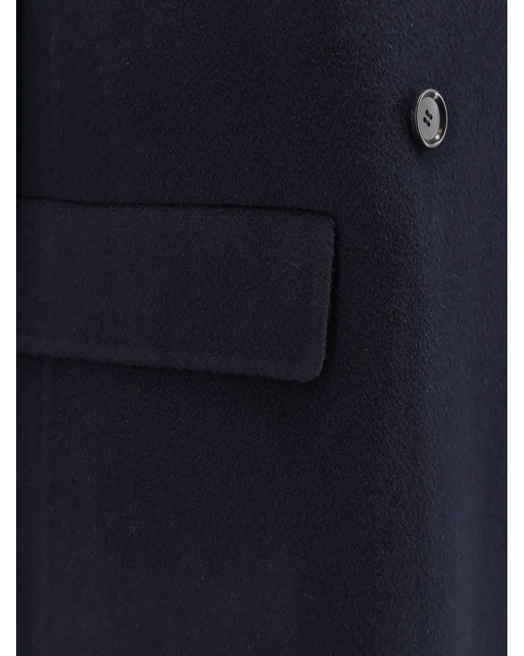 Aspesi Blue Double-Breasted Long Coat
