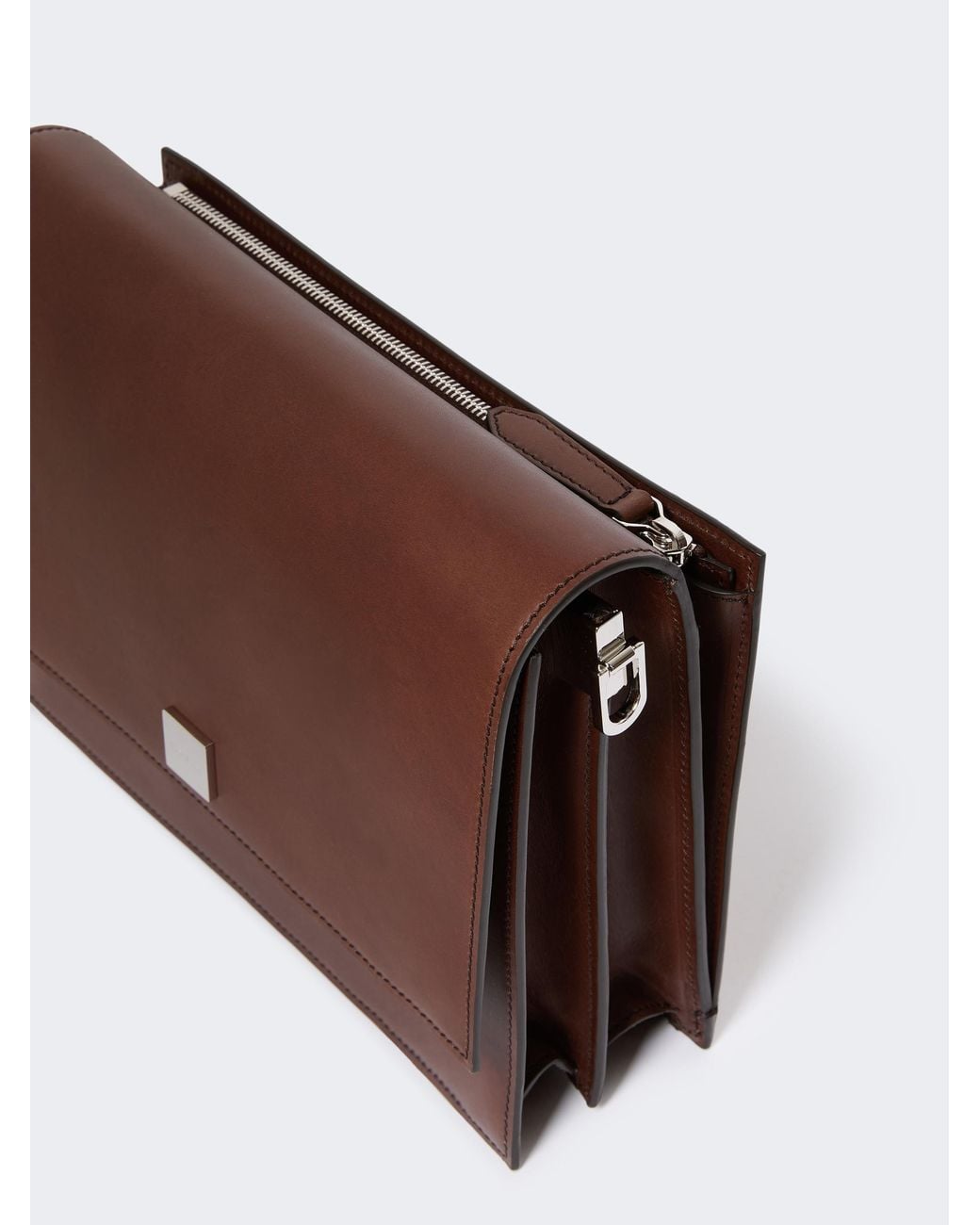 Max Mara Brown Logo-Engraved Shoulder Bag