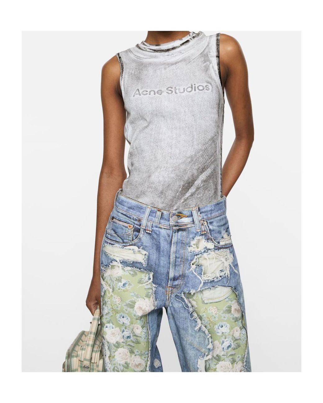Acne Gray Logo-Print Top