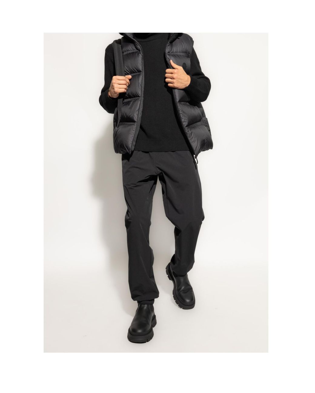 Moncler Black Logo Patch Tapered-Leg Trousers for men
