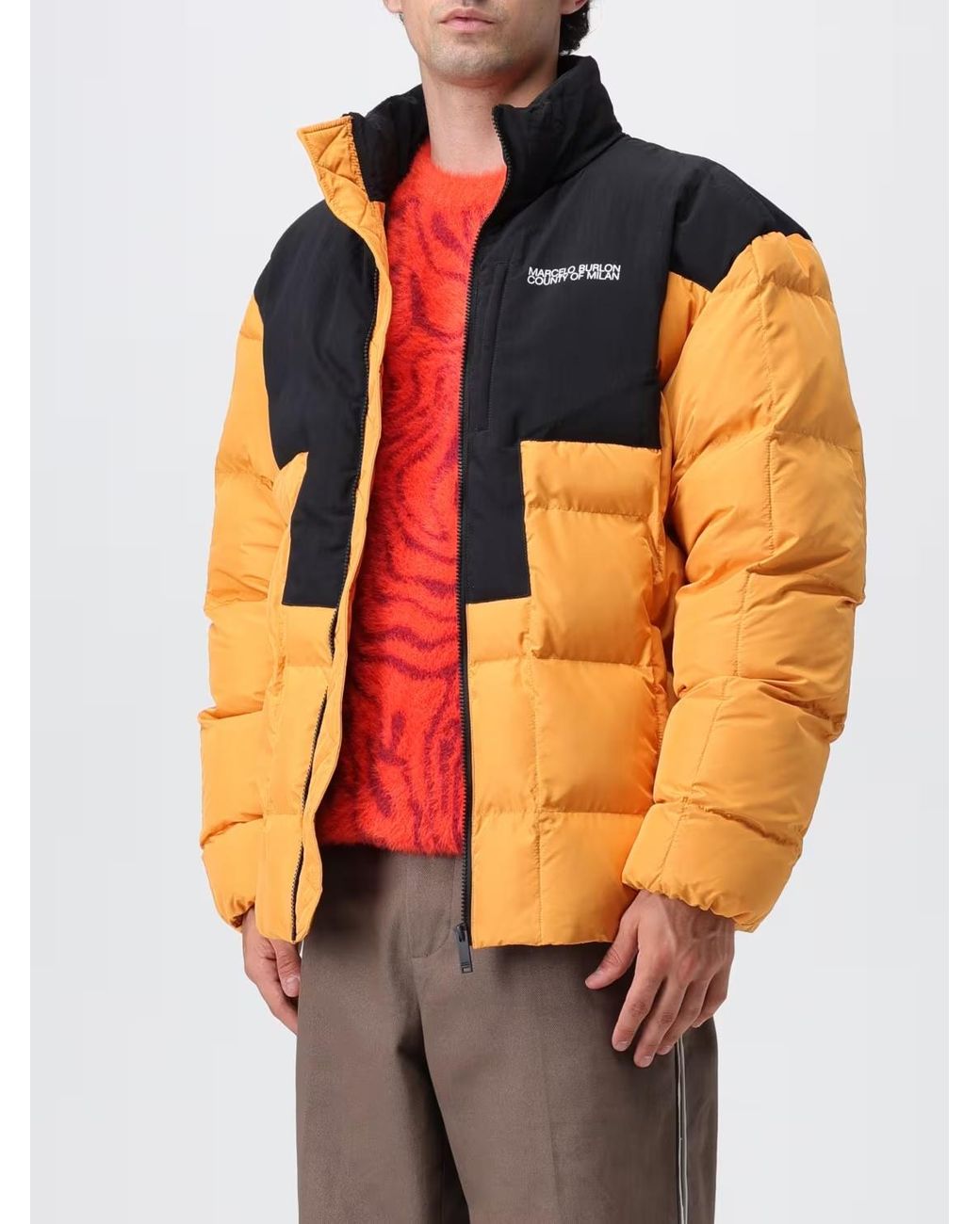 Marcelo Burlon Orange County Of Milan Logo Printed Puffer Jacket for men