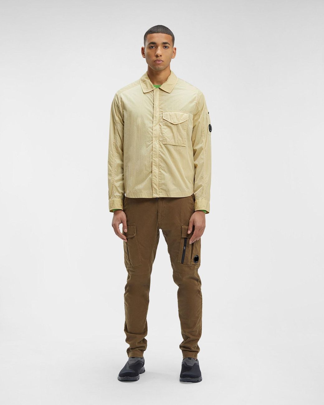 C P Company Green Logo-Plaque Detail Shirt Jacket for men