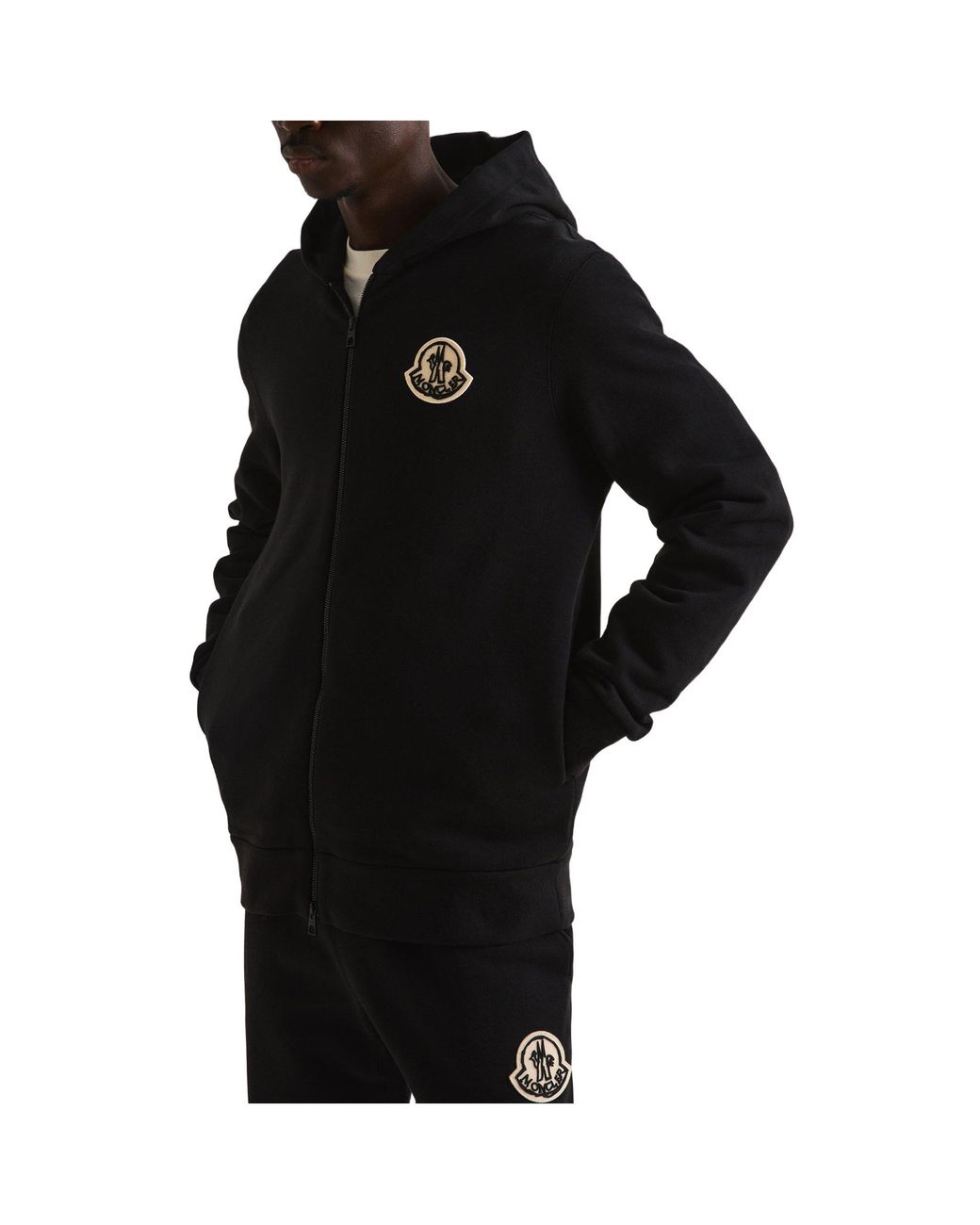 Moncler Black Zip-Up Hooded Sweatshirt for men