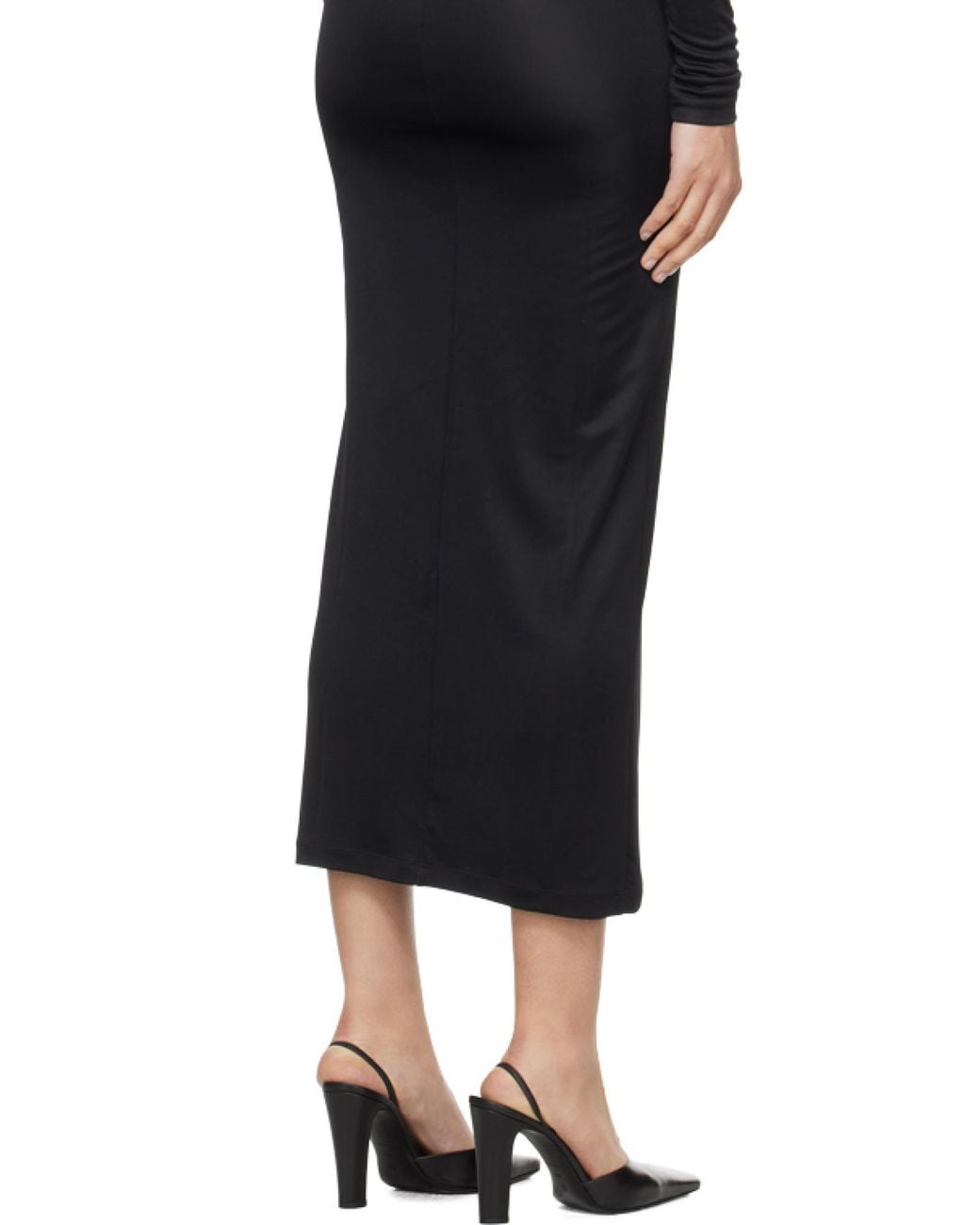 Khaite Black Long-Sleeved Round-Necked Dress