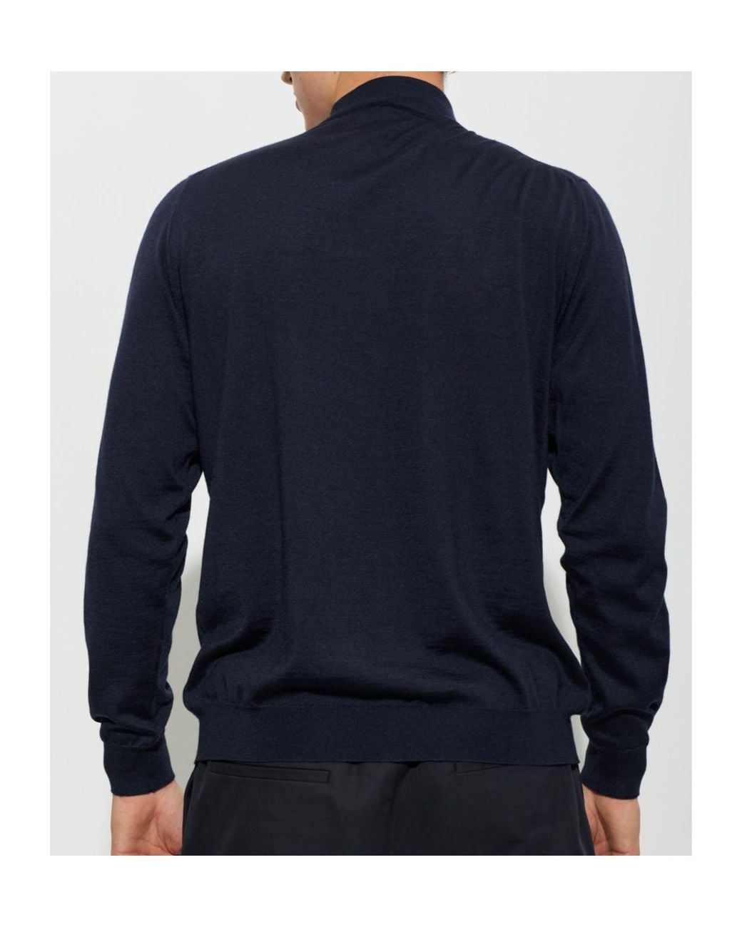 Kiton Blue Mock-Neck Knitted Sweater for men