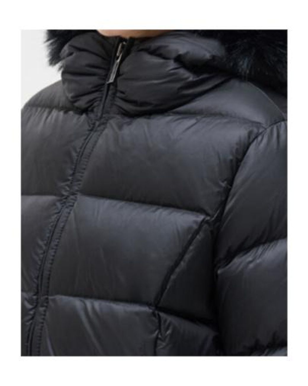 Colmar Black Fur-Trim Quilted Coat