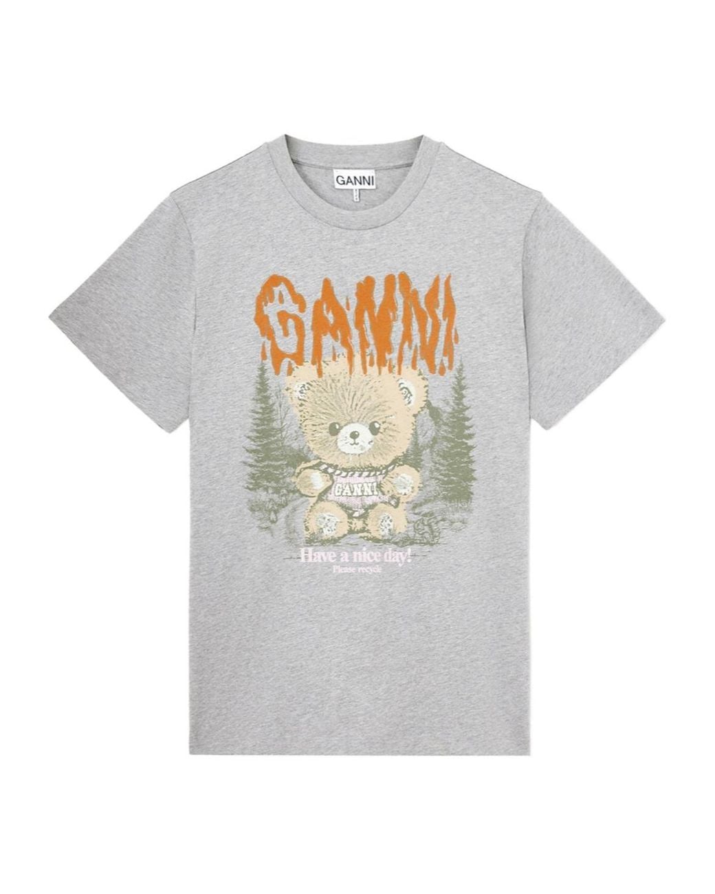 Ganni White Teddy Forest Graphic T-Shirt