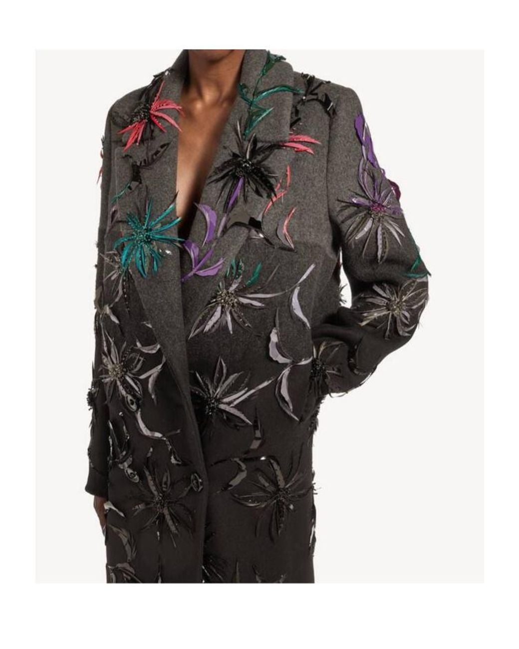Balenciaga Black Spotlight Flowers Maxi Coat