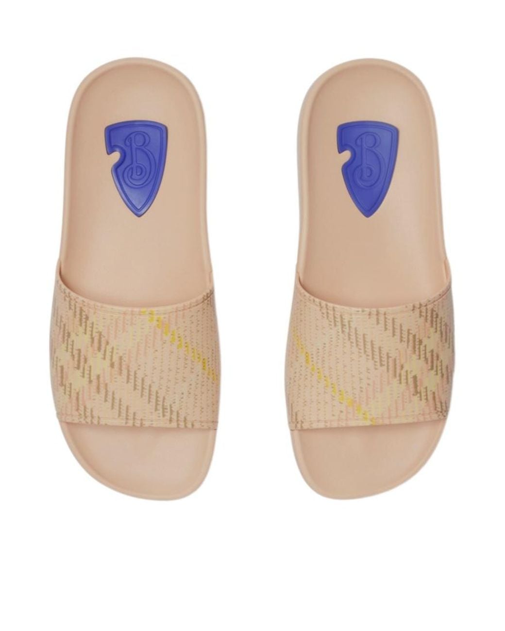 Burberry Natural Dive Check Pattern Slides