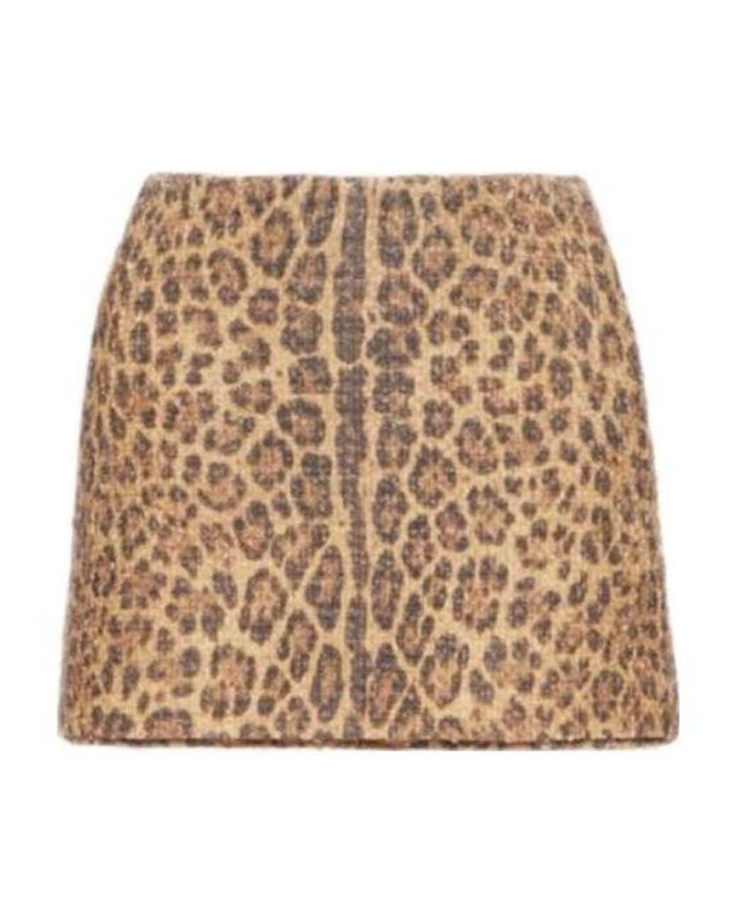 Valentino Natural Leopard-Print Tweed Skort