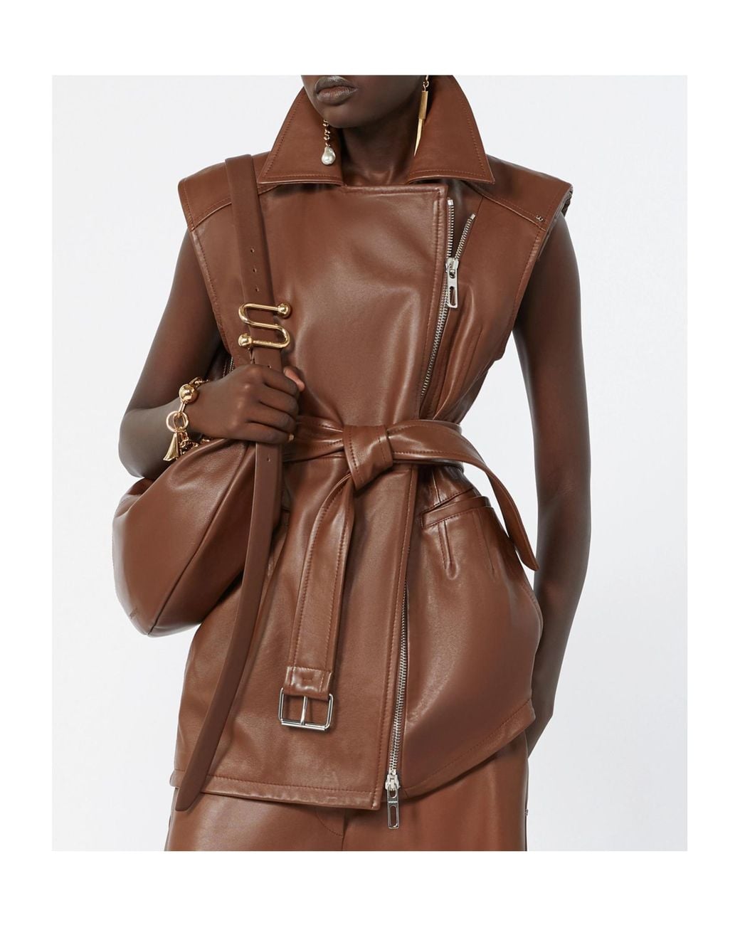 Sportmax Brown Favella Belted Gilet