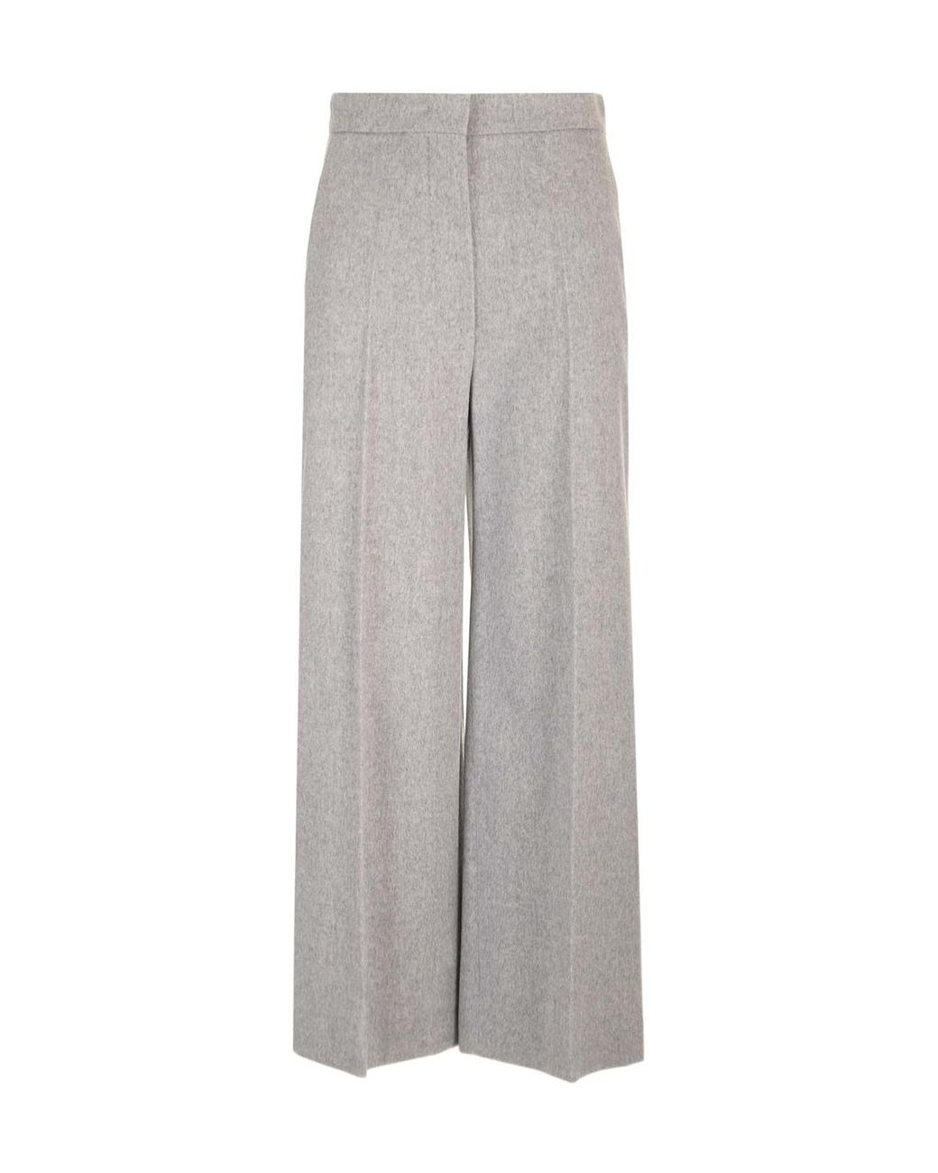 Max Mara Gray Studio Burano Cropped Wide Leg Trousers