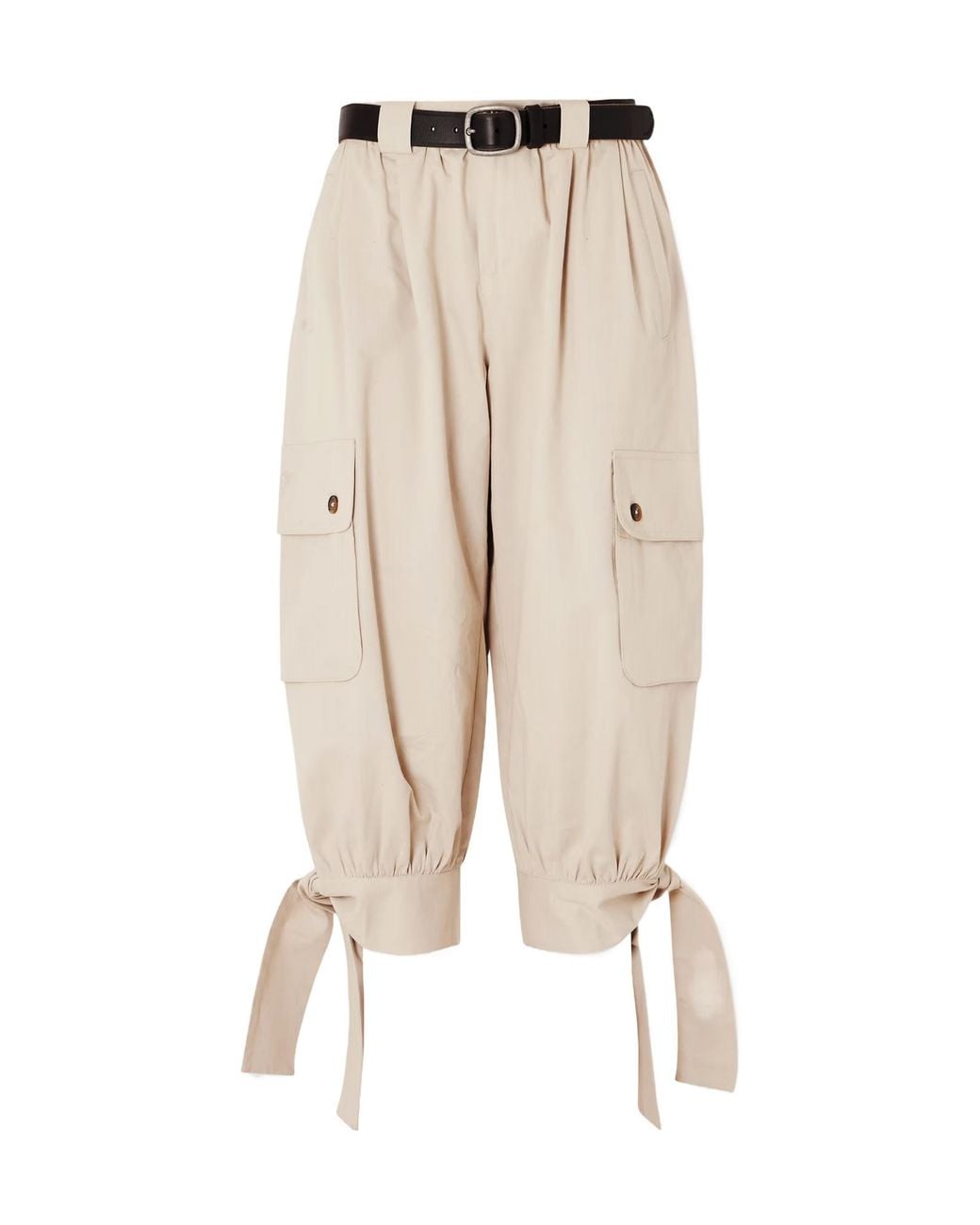 Sea Natural Miles Cropped Belted Cotton Tapered Pants