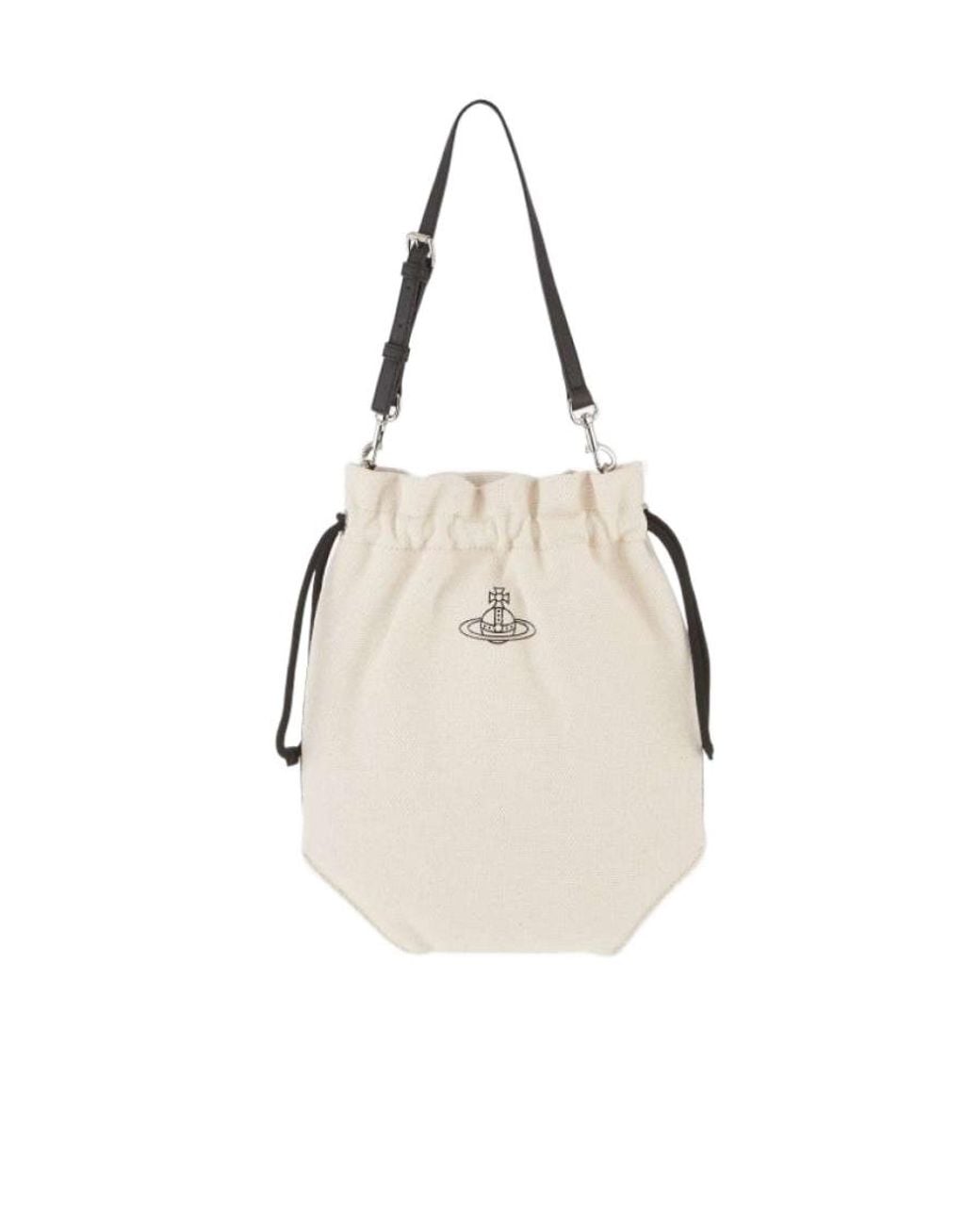 Vivienne Westwood White Drawstring Handbag