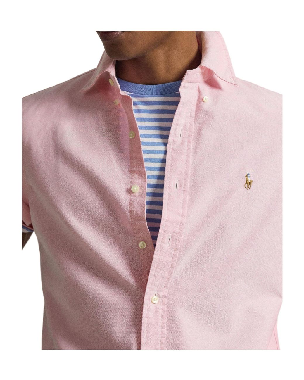 Polo Ralph Lauren Pink Pure Cotton Short-Sleeved Shirt for men