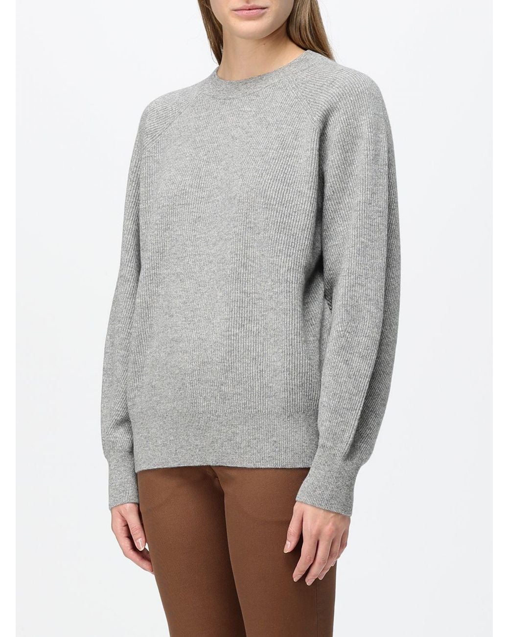 Brunello Cucinelli Gray Raglan-Sleeve Sweater