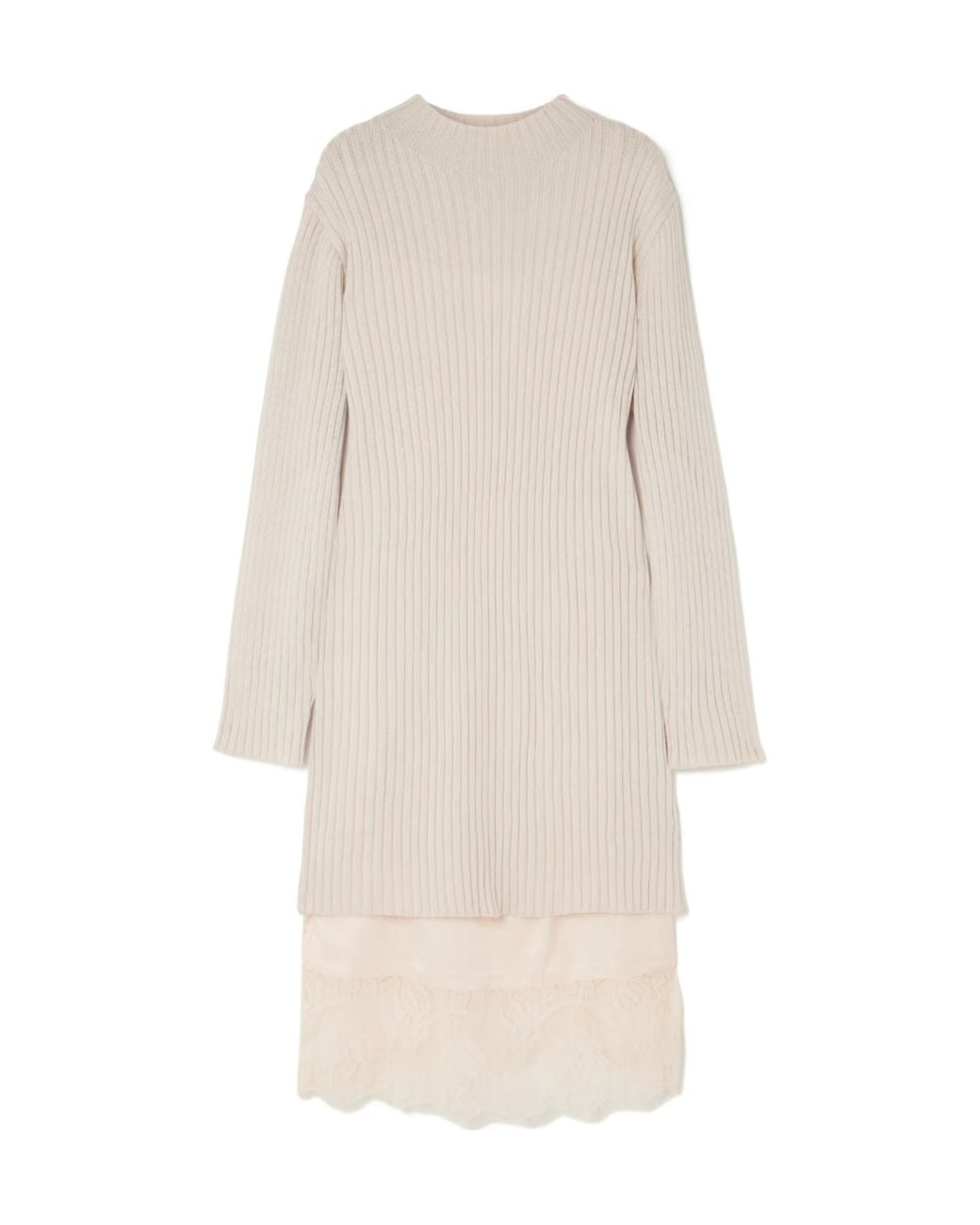 Staud Natural Willow Layered Lace Trim Dress
